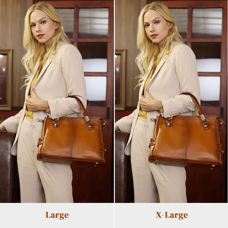 Kattee Women's Genuine Leather Purses and Handbags, Satchel Tote Shoulder Bag (Brown) - Image 2
